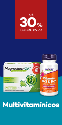 Suplementos multivitaminicos com destaque promocional de até 30% sobre preço de Venda ao Público Recomendado